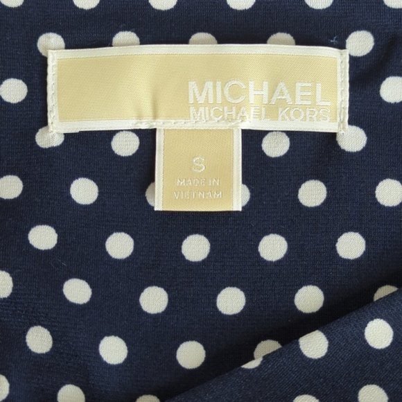 Michael Kors Navy Blue Polka-Dot A-Line Ruffle Dress SZ S - Picture 2 of 16